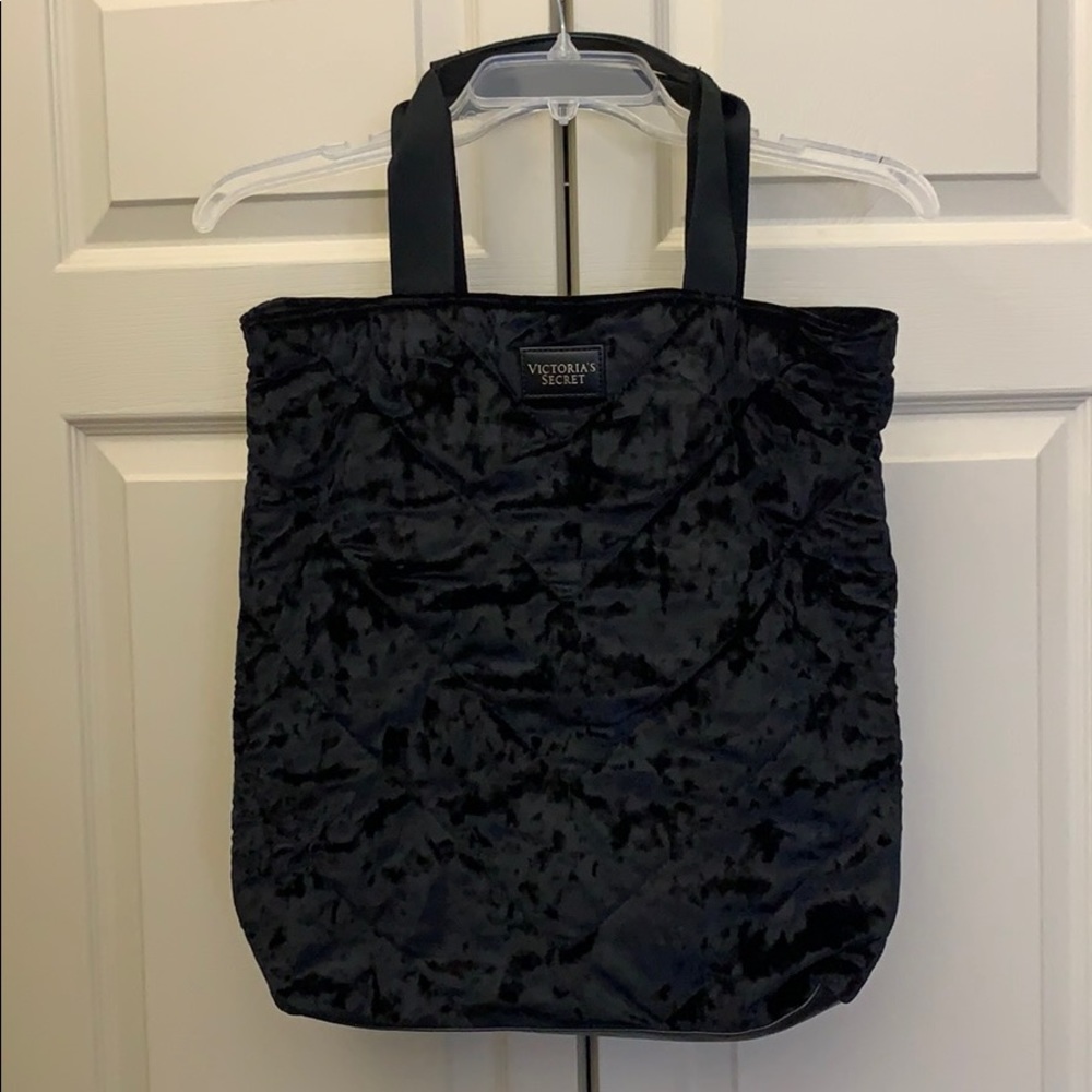NWOT V Secret black velvet tote